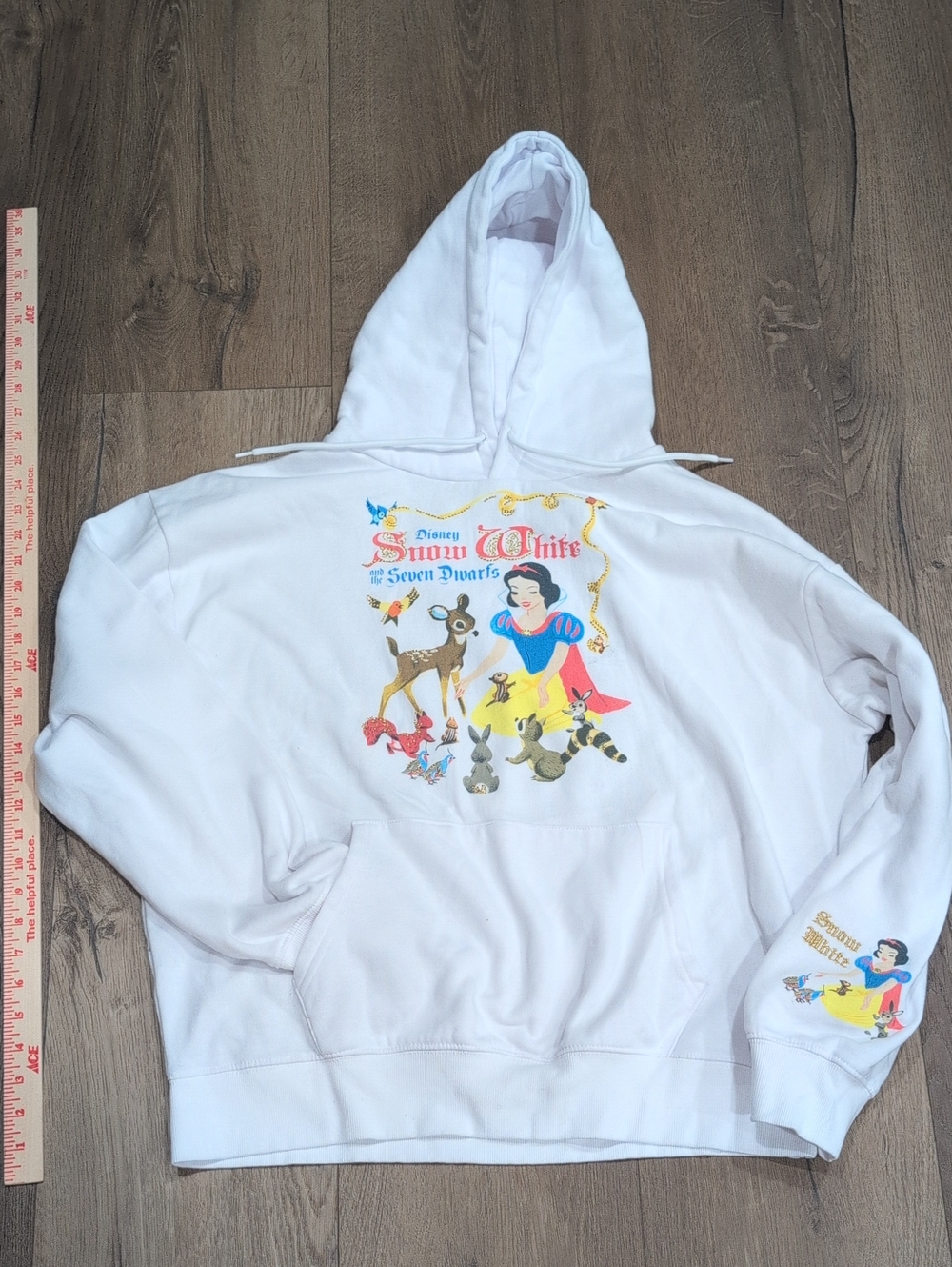Disney White Snow White Graphic Pullover Hoodie with Forest Friends